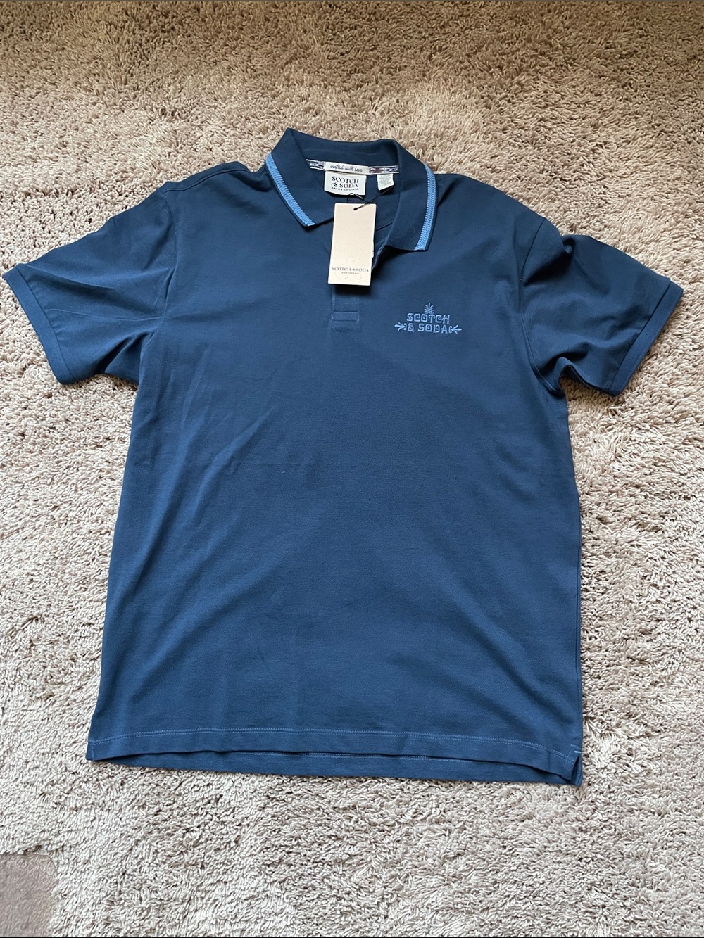 NWT Scotch & Soda Men's Navy Polo Shirt size large